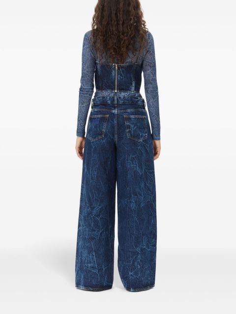 GANNI Marri crinkled-effect jeans - Blue