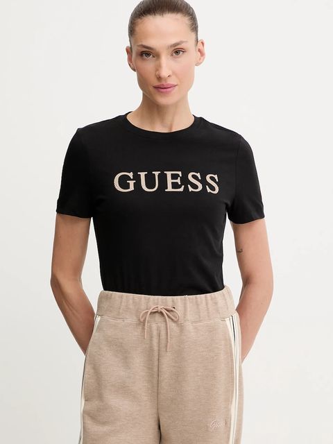 Guess t-shirt bawełniany CLELIA damski kolor czarny V5BI10 I3Z14 - zdjęcie produktu nr 2