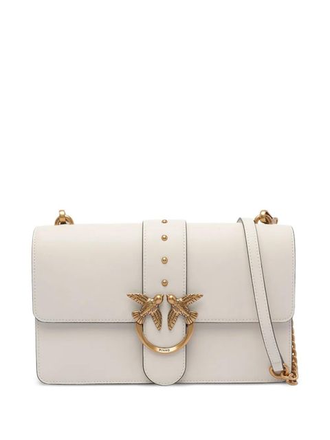 PINKO Classic Love One Simply bird-embellished studded shoulder bag - White - zdjęcie produktu nr 1