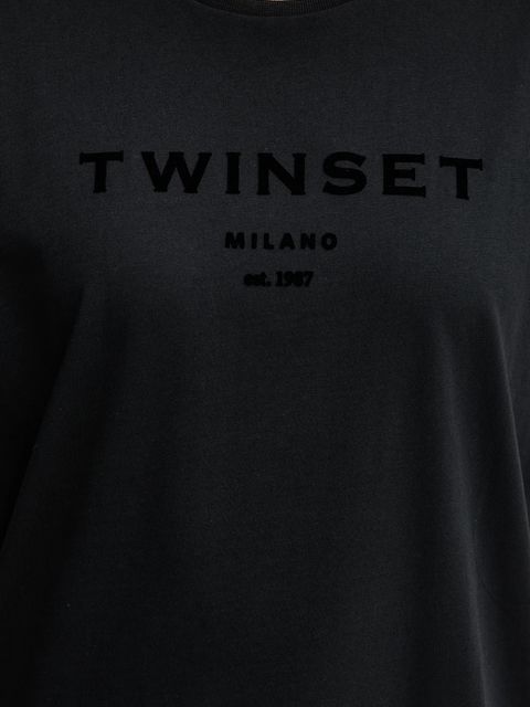 Twinset t-shirt bawełniany damski kolor czarny 252TP2050 - zdjęcie produktu nr 2