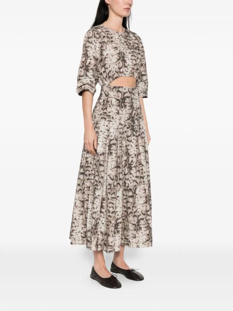 PINKO cutout animal-print midi dress - Neutrals