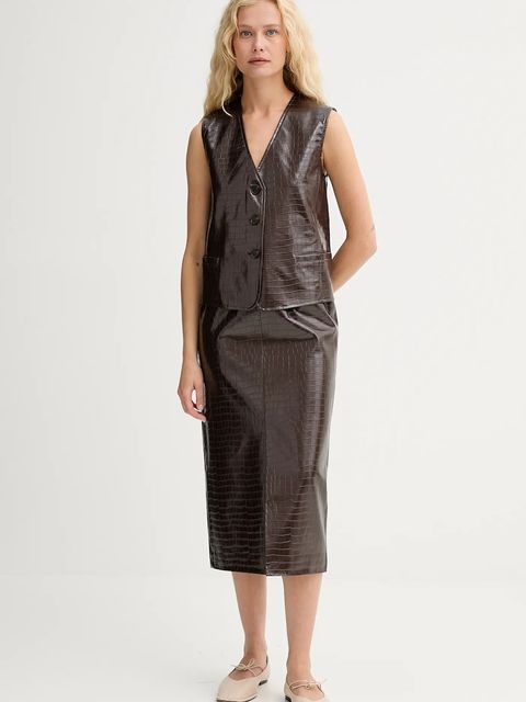 ISABELLE BLANCHE kamizelka kolor brązowy jednorzędowa IS25FW-C027-T006