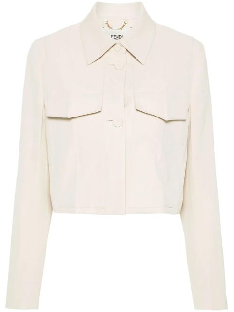 FENDI twill cropped jacket - Neutrals - zdjęcie produktu nr 1