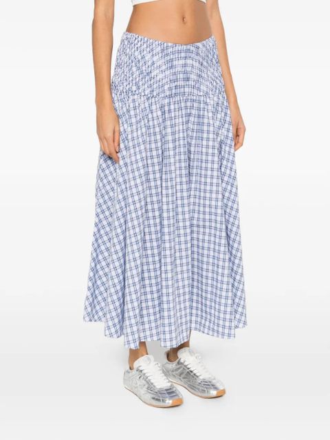 Maje check-pattern A-line midi skirt - White