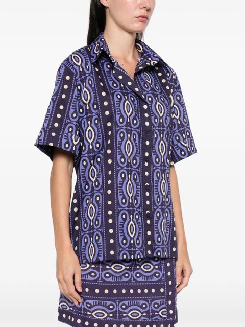 Johanna Ortiz Salty Promises buttoned-patterned shirt - Blue