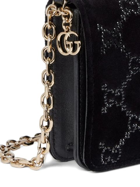 Gucci embellished chain cross body bag - Black