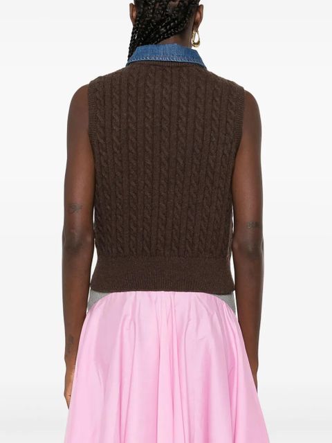SANDRO cable-knit vest - Brown