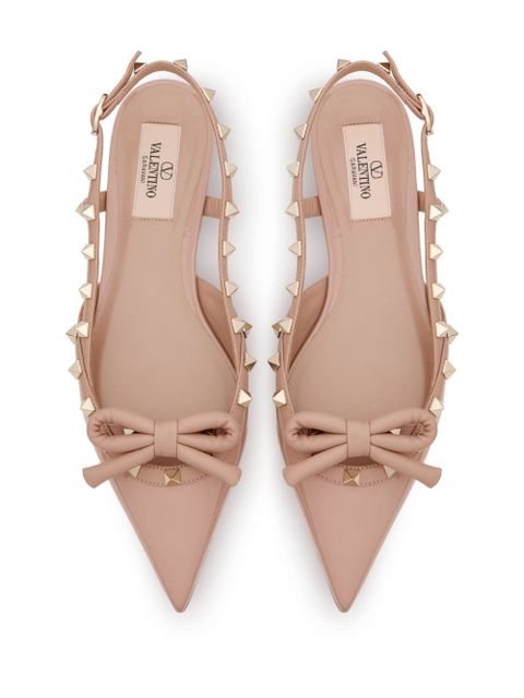 Valentino Garavani Rockstud Bow slingback ballerina shoes - Pink