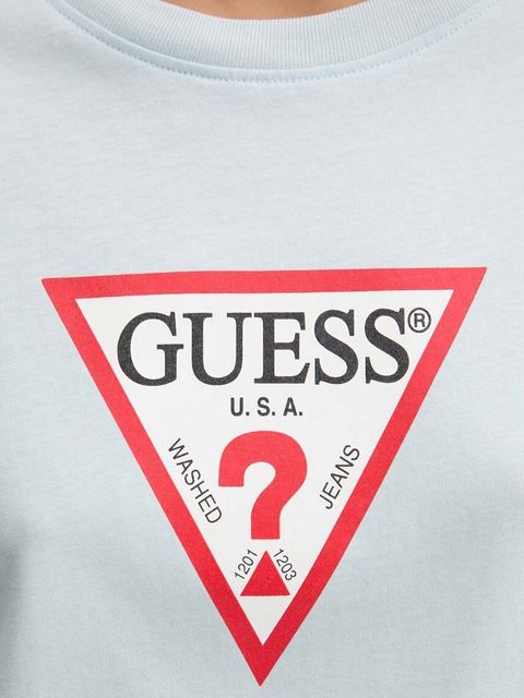 Guess Jeans t-shirt bawełniany damski kolor niebieski W4YI76 K8HM0