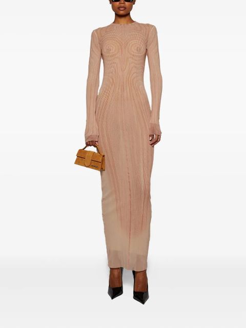 Jean Paul Gaultier spiral-print mesh maxi dress - Neutrals - zdjęcie produktu nr 2