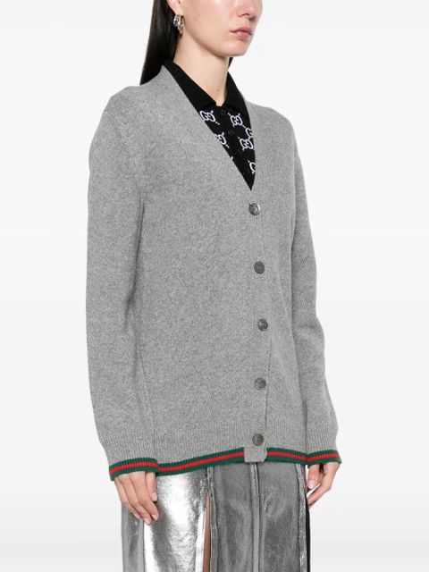 Gucci Web-stripe cardigan - Grey