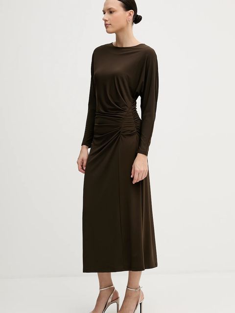 Pedro del Hierro sukienka kolor brązowy midi prosta 6192941 - zdjęcie produktu nr 2