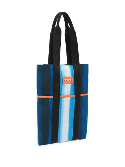 Marni striped tape-handles tote bag - Blue