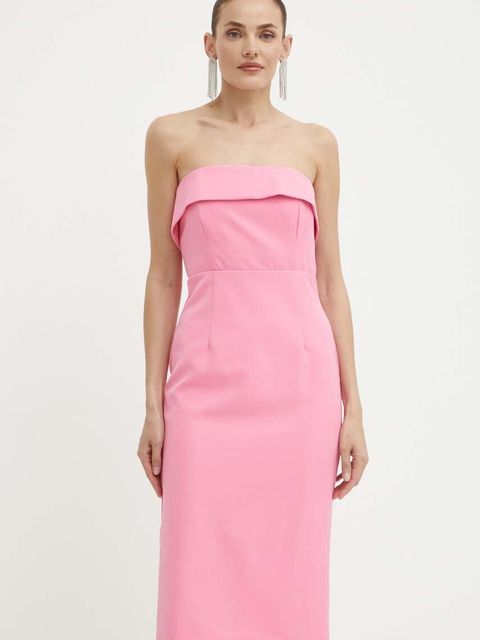 Bardot sukienka GEORGIA kolor różowy midi dopasowana 53007DB1