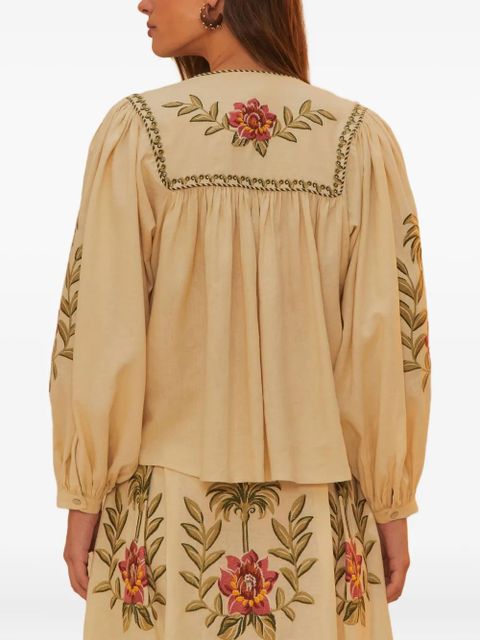 FARM Rio Tropical Flower embroidered blouse - Neutrals - zdjęcie produktu nr 2