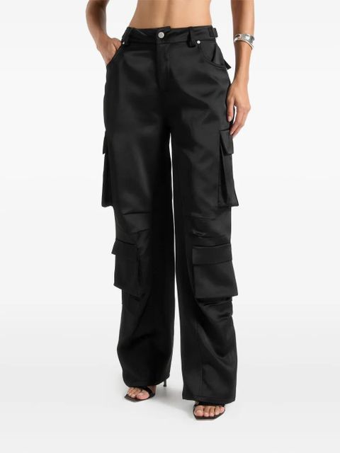 Manière De Voir Emilie high-waisted satin cargo trousers - Black - zdjęcie produktu nr 1