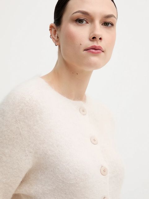 Sandro Ferrone kardigan z dodatkiem alpaki damski kolor beżowy S9YBFNESPOLO