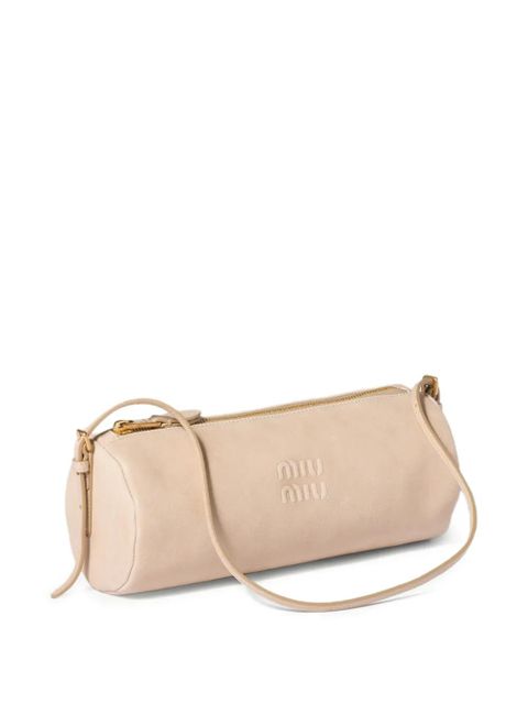 Miu Miu logo-embossed leather pouch - Neutrals
