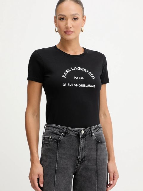 Karl Lagerfeld t-shirt bawełniany damski kolor czarny B1W17033 - zdjęcie produktu nr 1