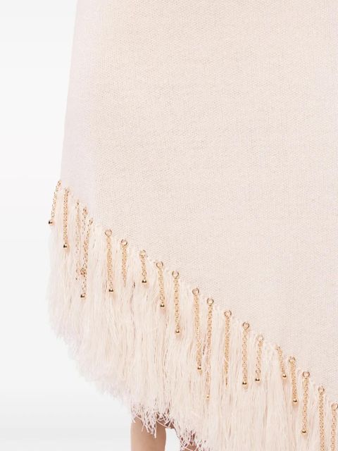 Rabanne asymmetric fringed linen midi dress - White