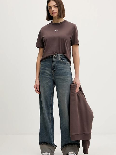 Tommy Jeans t-shirt bawełniany damski kolor brązowy DW0DW22202 - zdjęcie produktu nr 2