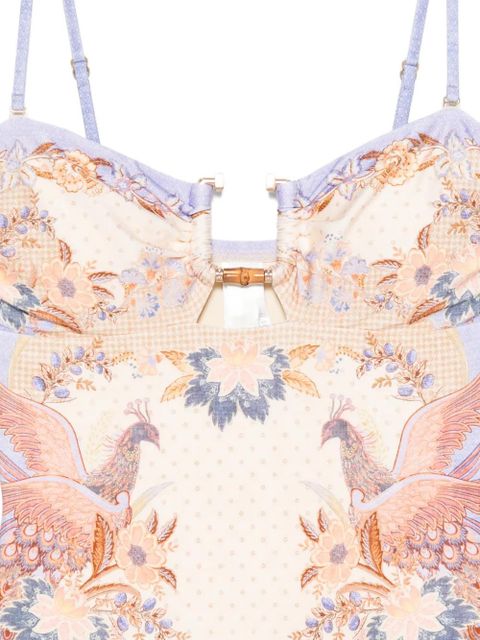 ZIMMERMANN Indra bamboo-trim swimsuit - Neutrals