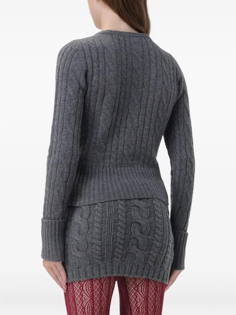 Blumarine cable-stitch crew-neck sweater - Grey