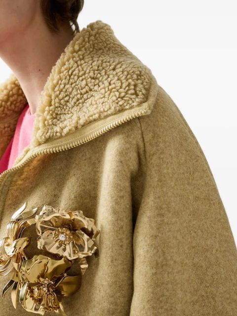 Miu Miu zip-up shearling jacket - Neutrals