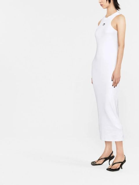Marine Serre logo-print sleeveless dress - White
