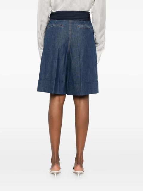 Valentino Garavani bow-embellished denim shorts - Blue