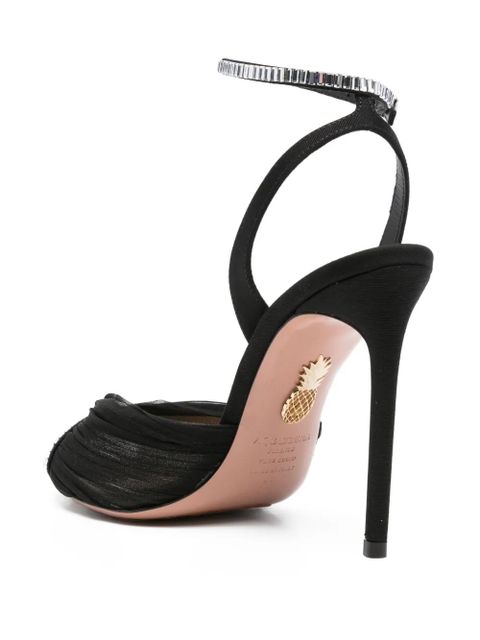 Aquazzura 105mm Gatsby crystal-embellished mesh sandals - Black - zdjęcie produktu nr 2