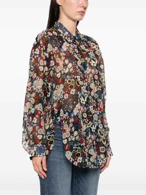 KHAITE Goya floral-pattern shirt - Black