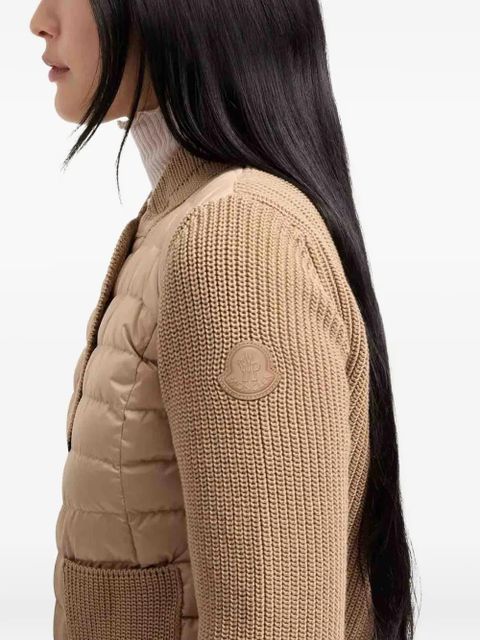 Moncler panelled padded cardigan - Neutrals