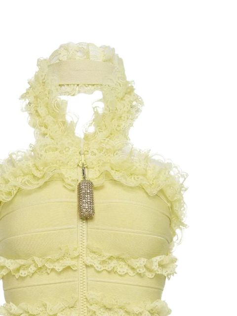 Self-Portrait ruffled zip mini dress - Yellow - zdjęcie produktu nr 2