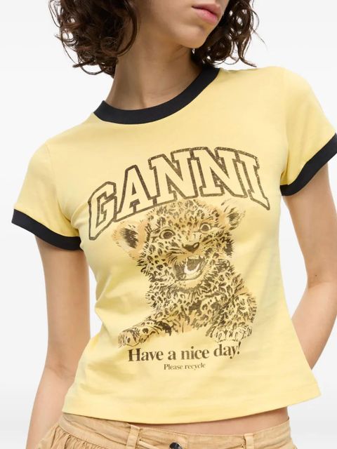 GANNI Leopard T-shirt - Yellow