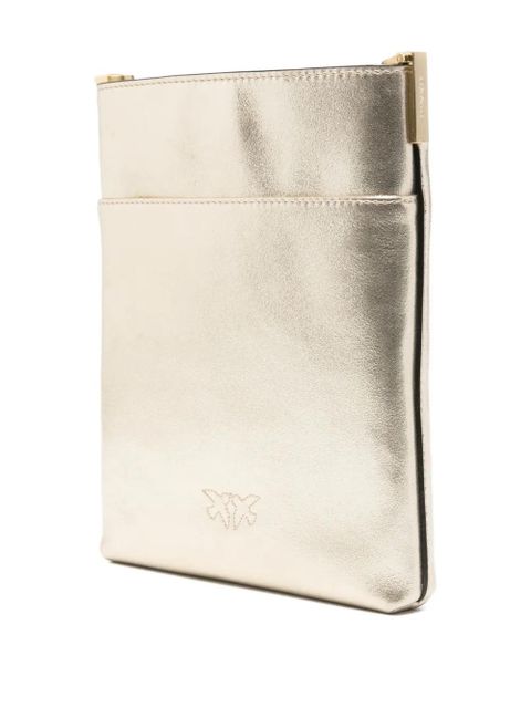 PINKO metallic-effect leather cross body bag - Gold
