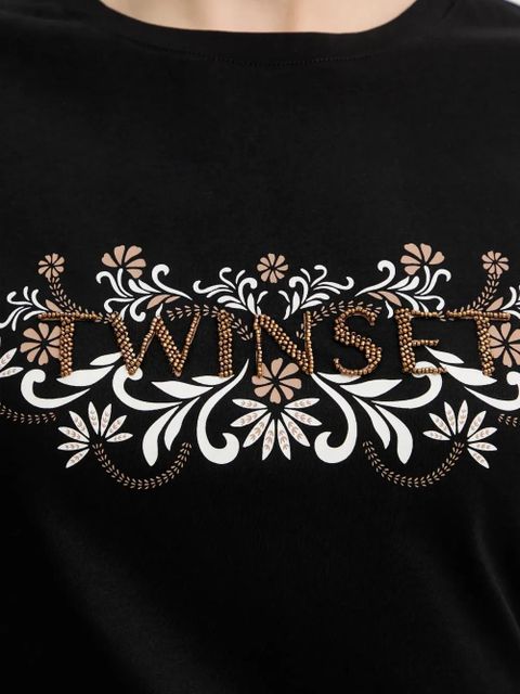 TWINSET floral-motif T-shirt - Black