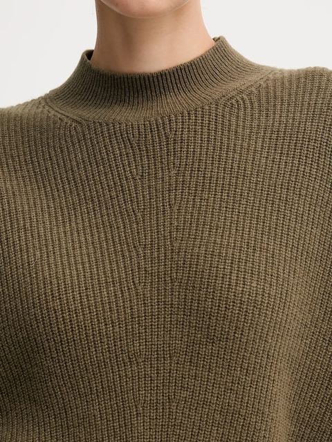 OUI sweter z dodatkiem wełny damski kolor zielony z golfem 94268