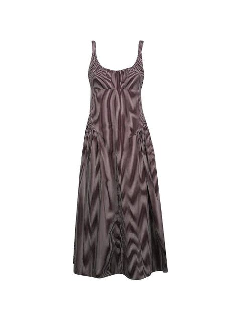 Faithfull the Brand Olas pinstripe cotton midi dress - Brown - zdjęcie produktu nr 1