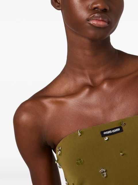 Miu Miu knit logo label mini-dress - Green