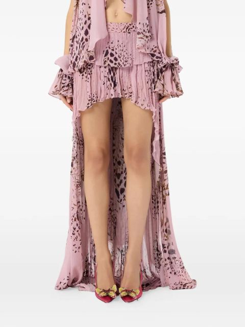 Blumarine Georgette butterfly-print skirt - Pink