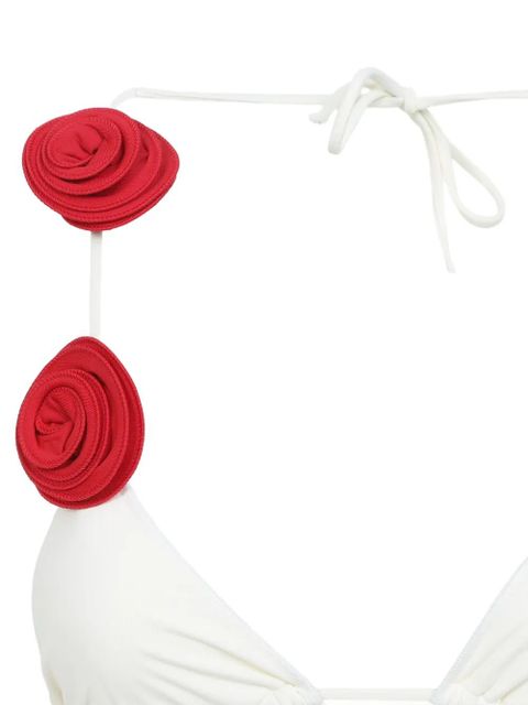 La Reveche floral-appliqué bikini - White