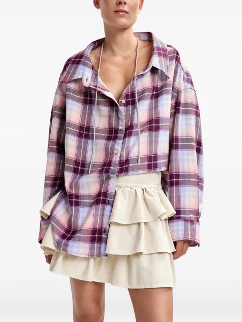 Essentiel Antwerp plaid-pattern rhinestone-embellishment shirt - Purple