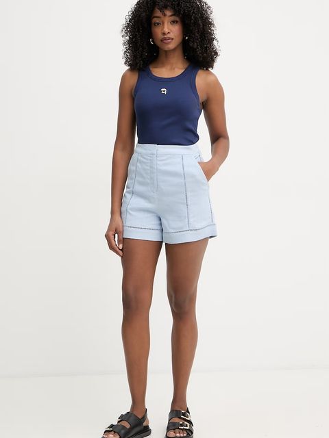 Karl Lagerfeld szorty damskie z dodatkiem lnu - zdjęcie produktu nr 1