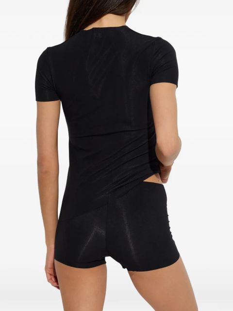 MM6 Maison Margiela shimmer-effect short-sleeve T-shirt - Black