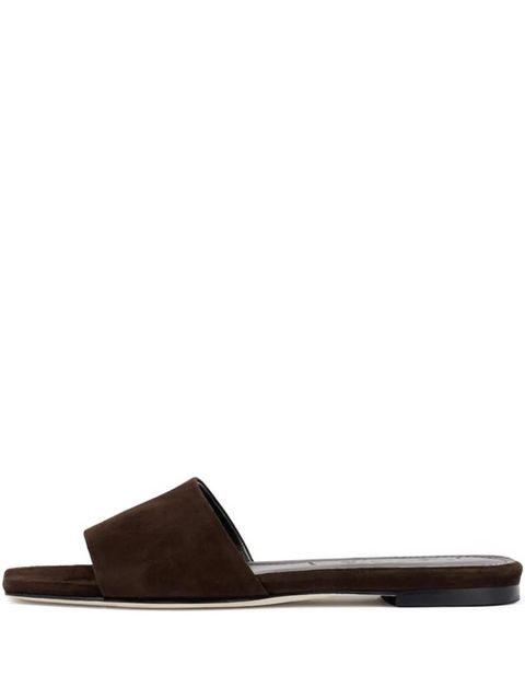 Aeyde Anna slip-on square-toe slides - Brown