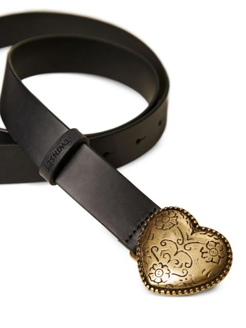 TWINSET heart-buckle leather belt - Black - zdjęcie produktu nr 2