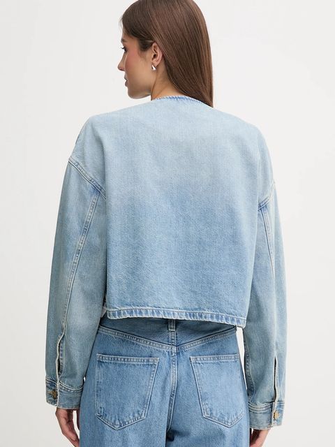 Tommy Hilfiger kurtka jeansowa kolor niebieski przejściowa WW0WW46740