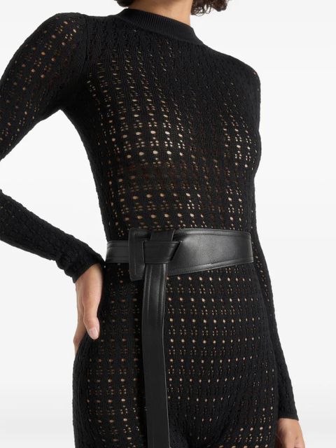 Manière De Voir Tiana pointelle-knit long-sleeve jumpsuit - Black