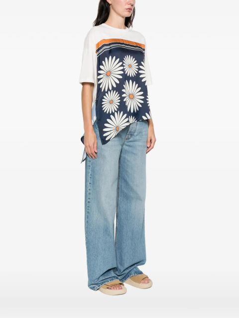 SANDRO floral-detail panel top - Neutrals